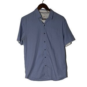 Craft + Flow Blue Short Sleeve Printed Button Down Shirt